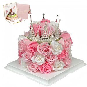 New Pink and White Rose Forever Cake Comes with a Beautiful Crown
